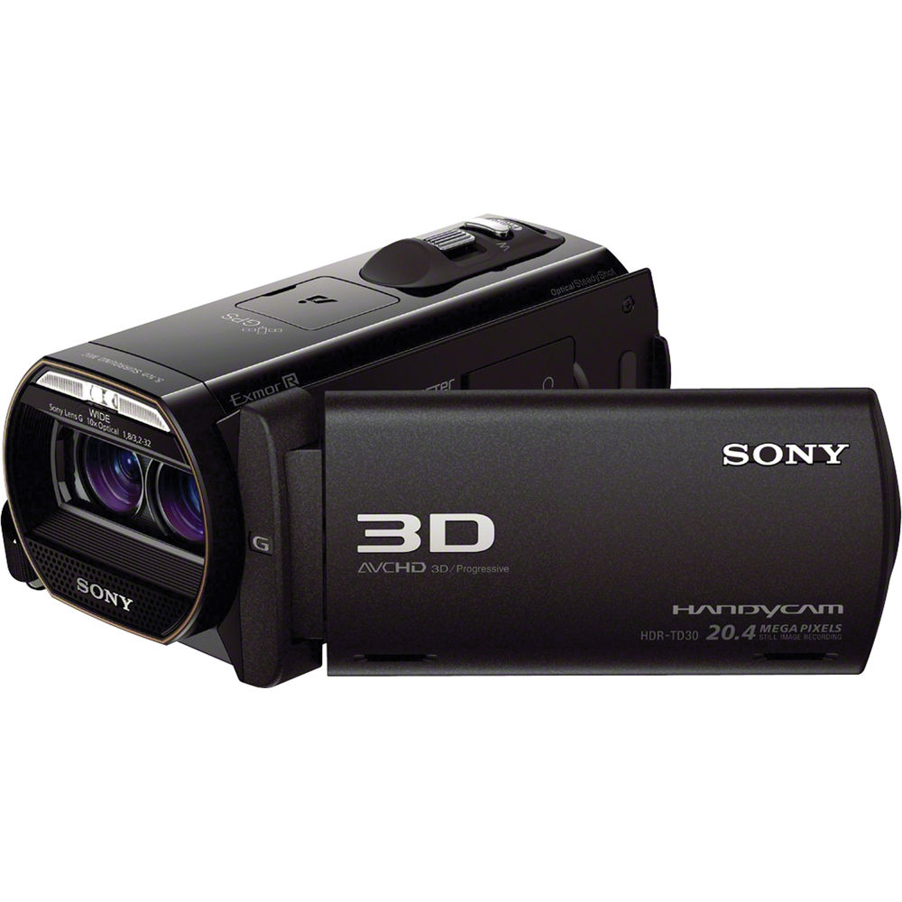 Videocámara Sony Handycam HDR-TD30V negra con lente G 10x óptico, graba en HD y 3D.