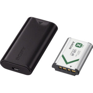 Cargador de viaje Sony negro con puerto USB y batería NP-BX1 de litio 1240mAh.