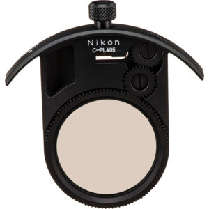 Filtro polarizador circular Nikon C-PL405 de 40.5 mm con engranajes y dial para ajuste, color negro.
