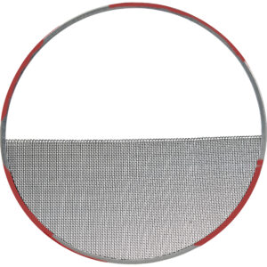 ARRI Half Double Scrim para luz de estudio. Marco metálico rojo, malla negra.