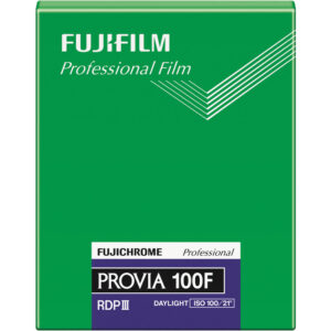 Película Fujichrome Provia 100F RDP-III profesional de Fujifilm, ISO 100, 20 hojas.