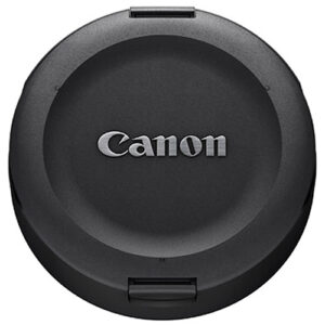 Tapa frontal negra Canon para lente 11-24 con logo plateado en relieve.