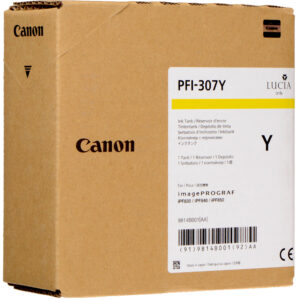 Cartucho de tinta Canon PFI-307Y amarillo LUCIA, para imagePROGRAF. Caja de cartón.