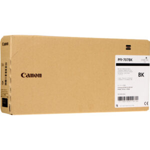 Cartucho de tinta negra Canon PFI-707BK de 700ml en su caja original de cartón.