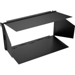 Barndoors negros de 4 hojas ARRI para LED SkyPanel S60, mostrando su diseño plegable.