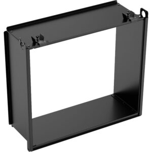 Marco negro metálico para snoot de panel LED ARRI SkyPanel S30, vista frontal con detalle de fijaciones.