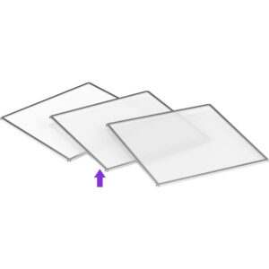 Panel de difusión ARRI Lite para luz LED SkyPanel S30-C, vista en ángulo con tres paneles superpuestos.