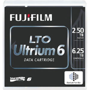 Cartucho de datos FUJIFILM LTO Ultrium 6 negro con especificaciones de 2,5/6,25 TB.