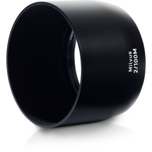 Parasol de lente ZEISS Milvus 2/100M negro, cónico, para fotografía profesional.