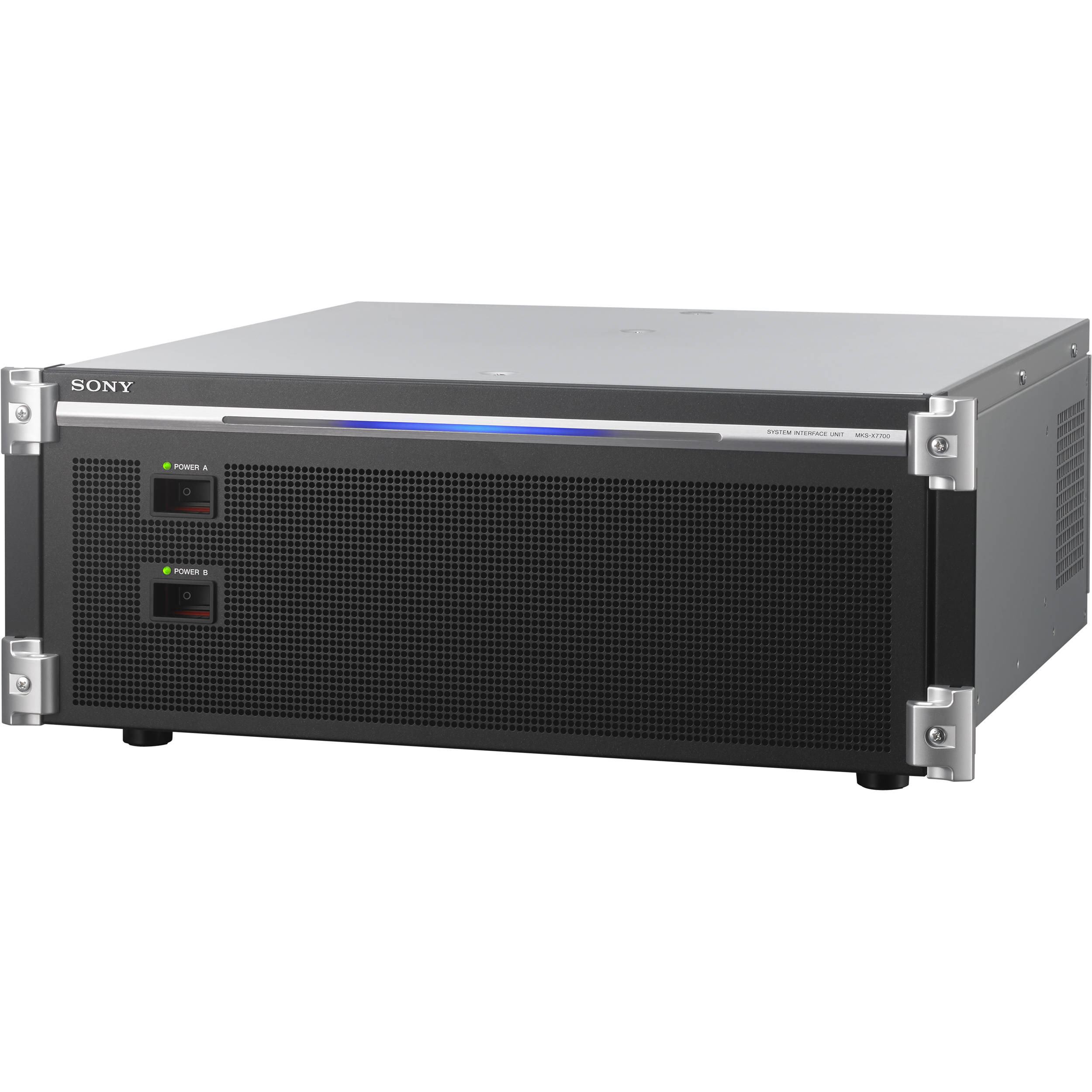 Unidad de interfaz del sistema Sony MKS-X7700 negra para panel de control ICP-X7000 con dos indicadores de potencia.