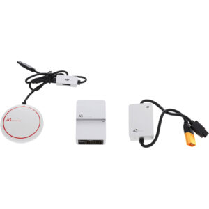 Controlador de vuelo DJI A3 con módulo GPS-Compass Pro, unidad de distribución y cables.