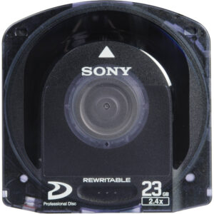 Disco Sony Profesional 23GB Rewritable 2.4x, con textura granulada y cubierta protectora.