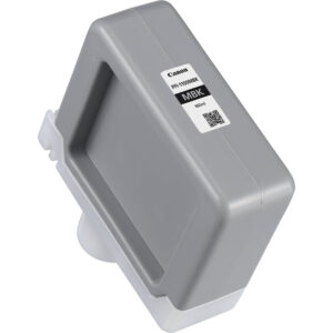 Tanque tinta negra mate Canon PFI-1100 MBK 160ml en ángulo picado.