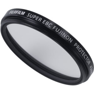 Filtro protector circular Fujifilm 43mm con acabado negro y texto Super EBC Fujinon.