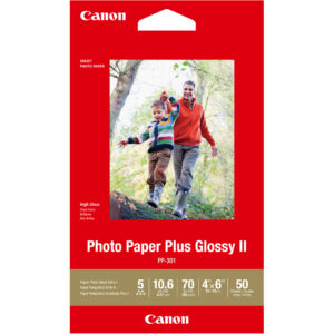 Papel fotográfico Canon Glossy II, 4x6 pulgadas, 50 hojas, alto brillo, para inkjet.