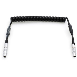 Cable espiral métrico ARRI de 7 pines serie a CineTape, negro, conectores plateados.