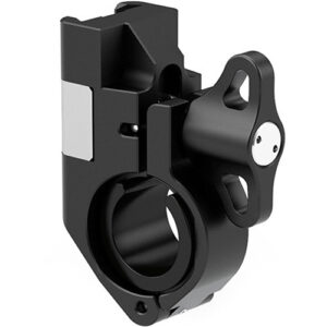 Abrazadera ARRI negra 19/15mm con mando ajustable para equipos de cine.