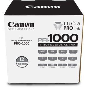 Caja de 12 tanques de tinta Canon PFI-1000 LUCIA PRO para imagePROGRAF PRO-1000.