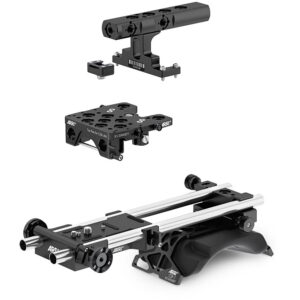 Conjunto ARRI Pro Cine: rieles, base y accesorio superior para cámara Canon C300 Mk II.