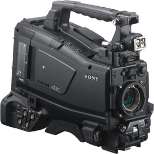 Videocámara profesional Sony PXW-Z450 4K UHD negra, de hombro, ideal para producciones de alta calidad.