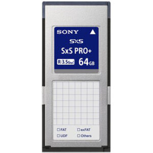 Tarjeta Sony SxS PRO+ 64GB para grabación profesional, con R:3.5Gbps.