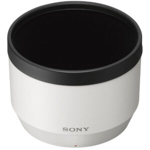 Parasol Sony ALC-SH133 blanco para lentes, interior negro, con logo Sony visible.