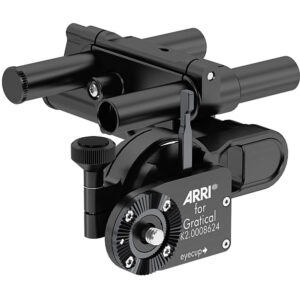 Mini soportes ARRI ALEXA negros para Zacuto Gratical, con tuerca moleteada y marcas grabadas.