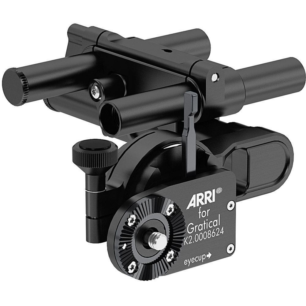 Mini soportes ARRI ALEXA negros para Zacuto Gratical, con tuerca moleteada y marcas grabadas.