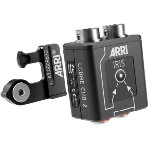ARRI LCUBE CUB-2 convertidor LBUS a Hirose 12 pines, negro, con soporte, ideal para cine.