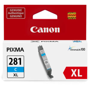Tanque de tinta cian Canon CLI-281XL para impresoras PIXMA, XL, 8.3 ml.