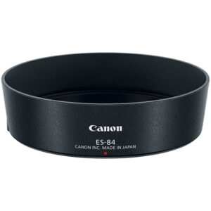 Parasol Canon ES-84 negro mate, de plástico texturizado, para lentes Canon.