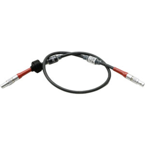 Cable ARRI LBUS 1.5' con conectores plateados y rojo, para cámaras cinematográficas.