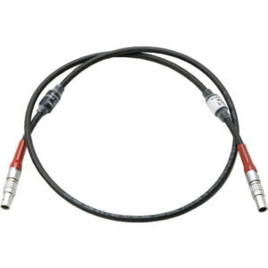 Cable ARRI LBUS de 2,6 pies con conectores circulares plateados y rojos, negro.