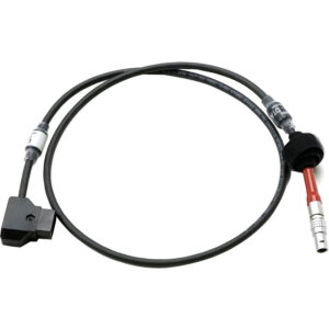 Cable ARRI LBUS a D-Tap negro, 2.6 pies, con conectores angulares y roscados, para alimentación de equipos.