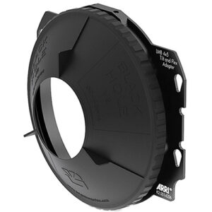 Adaptador ARRI Black Hole UMB 4x5 Tilt and Flex de goma negra para filtros, con detalles de texto y logo.