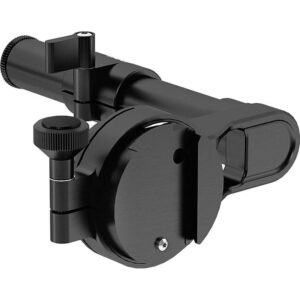 Soporte ARRI negro metálico con perilla de ajuste y abrazadera, para montaje de varilla en visor.