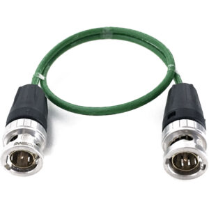Cable BNC verde ARRI HDTV de 30 cm con conectores plateados y negros.
