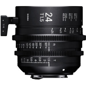 Sigma 24 mm T1.5 FF: lente de cine con marcas en pies y apertura T1.5.