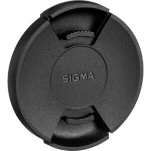 Tapa frontal de lente Sigma 58mm negra, con logo y textura.