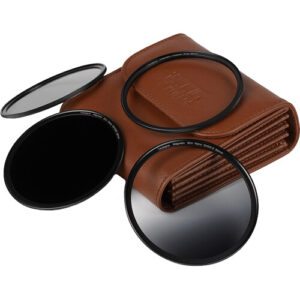 Kit de filtros 7Artisans 82mm, con funda de cuero, muestra filtros ND y GND graduado.
