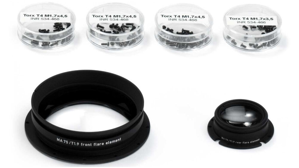 Set de lentes anamórficos ARRI Master Flare con tornillos Torx y estuches, para uso profesional.